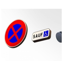 Kit Panneau de Prescription B6d et Panonceau M6h : Arrêt et Stationnement Interdit sauf PMR  (Rectangulaire)