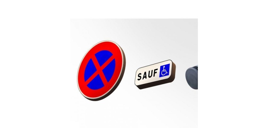 Kit Panneau de Prescription B6d et Panonceau M6h : Arrêt et Stationnement Interdit sauf PMR