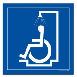 Panneau signalétique Douche réservés aux personnes en situation de handicap  (250 x 250 mm, PVC)