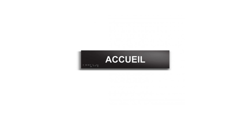 Accueil - Plaque de porte en braille et relief - 25 x 5cm