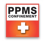 Autocollant carré PPMS Confinement - orange - Vinyle adhésif
