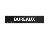 Bureaux - Plaque de porte en braille et relief - 25 x 5cm  (Plaque noire)