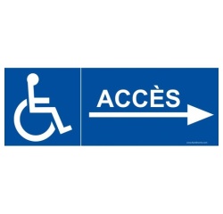 Signalisation - Accès aux personnes handicapées et à mobilité réduite  (350 x 125mm, Vinyle souple autocollant)