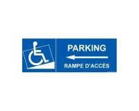 Signalisation handicapé - Parking, rampe accès - Flèche gauche  (350 x 125mm, PVC)
