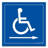 Panneau picto Handicapé flèche droite  (350 x 350 mm, PVC)