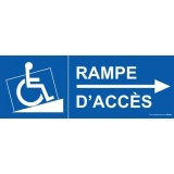 Signalisation - Rampe Accès handicapé flèche droite  (350 x 125mm, PVC)