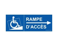 Signalisation - Rampe Accès handicapé flèche droite  (350 x 125mm, PVC)