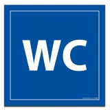 Panneau signalétique - WC - fond bleu  (350 x 350 mm, Vinyle Souple Autocollant)