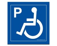 Panneau Signalisation - Place parking pour personnes handicapées et à mobilité réduite  (125 x 125 mm, Vinyle souple autocollant)