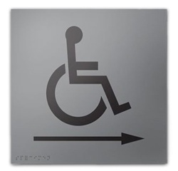 Panneau relief et braille picto Handicapé Fléche droite
