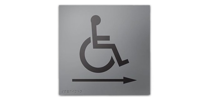 Panneau relief et braille picto Handicapé Fléche droite