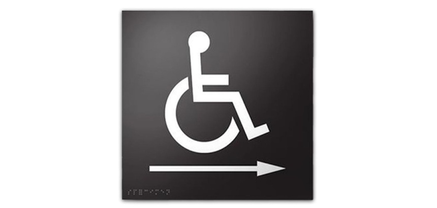 Panneau relief et braille picto Handicapé Fléche droite