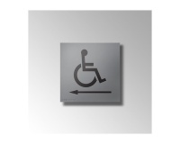 Panneau signalétique relief et braille picto Handicapé Fléche gauche  (Gris)
