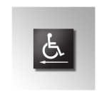Panneau signalétique relief et braille picto Handicapé Fléche gauche