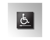 Panneau signalétique relief et braille picto Handicapé Fléche gauche