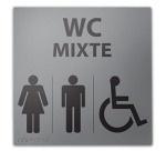 Panneau relief et braille WC MIXTE + picto Handicapé