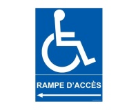 Panneau Direction gauche - Rampe d'Accès - + Picto Handicapé  (300 x 420 mm, PVC)