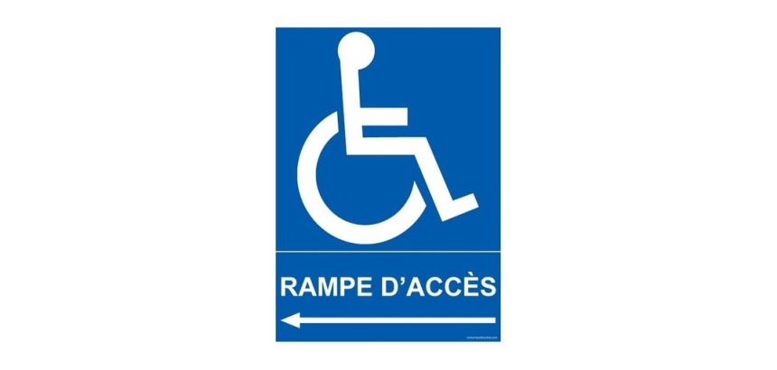 Panneau Direction gauche - Rampe d'Accès - + Picto Handicapé