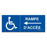 Signalisation - Rampe d'accès flèche à gauche + picto handicapé  (350 x 125mm, PVC)