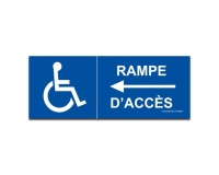 Signalisation - Rampe d'accès flèche à gauche + picto handicapé  (350 x 125mm, PVC)