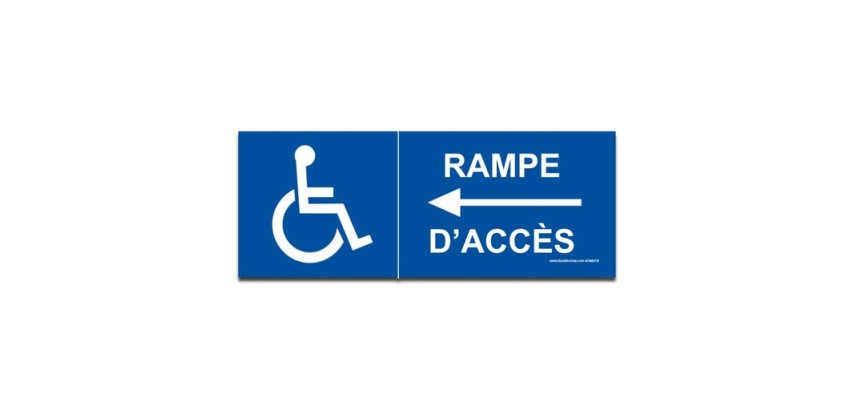 Signalisation - Rampe d'accès flèche à gauche + picto handicapé