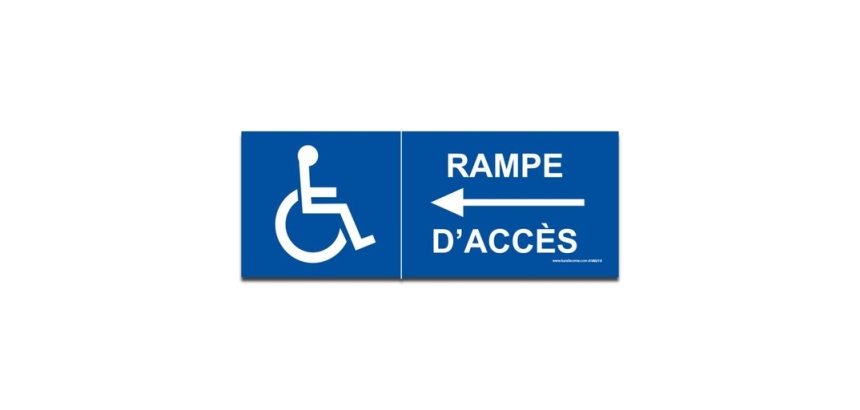 Signalisation - Rampe d'accès flèche à gauche + picto handicapé