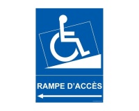 Panneau handicapé - Rampe Accès - Flèche gauche  (300 x 420 mm, PVC)