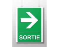 Panneau Sortie flèche droite ISO 7010 – Évacuation Vinyle Souple Autocollant