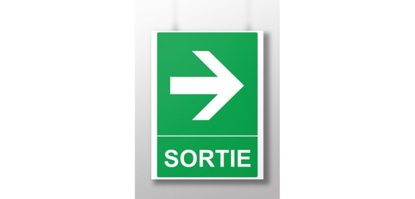 Panneau Sortie flèche droite ISO 7010 – Évacuation