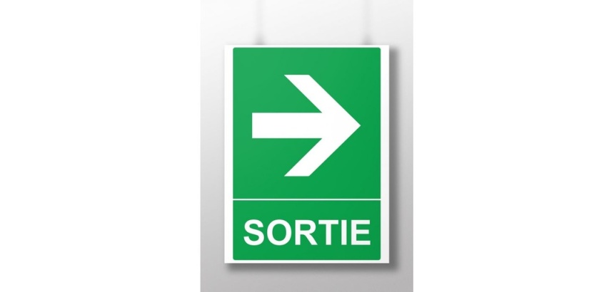 Panneau Sortie flèche droite ISO 7010 – Évacuation