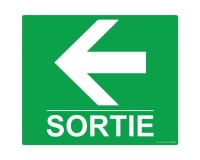 Panneau rectangulaire de sécurité Sortie flèche gauche - 300 x 250 mm  (Vinyle Souple Autocollant)