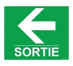 Panneau rectangulaire de sécurité Sortie flèche gauche - 300 x 250 mm