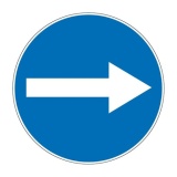 Panneau Obligation - Flèche sens obligatoire - Ø 200 mm PVC 2 mm