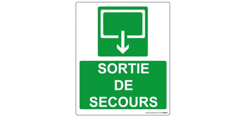 Panneau Sécurité - Sortie de secours - rectangle 300 *250 mm Photoluminescent