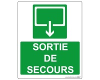 Panneau Sécurité - Sortie de secours - rectangle 300 *250 mm Photoluminescent  (Vinyle Souple Autocollant)