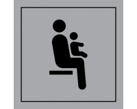 Pictogramme PI TF 025 - Siège prioritaire pour personnes avec enfant en bas âge - ISO 7001 en Gravoply  (125 x 125 mm, Gris)