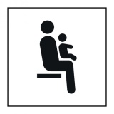 Pictogramme PI TF 025 - Siège prioritaire pour personnes avec enfant en bas âge - ISO 7001 en Gravoply  (350 x 350 mm, Blanc)