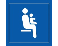 Pictogramme PI TF 025 - Siège prioritaire pour personnes avec enfant en bas âge - ISO 7001 en Gravoply  (350 x 350 mm, Bleu)