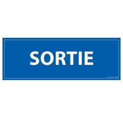 Signalétique information - SORTIE - fond bleu 210 x 75 mm