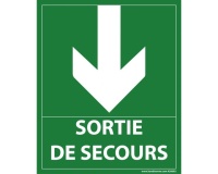 Panneau - sortie de secours- flèche bas - 300 x 250 mm  (PVC)