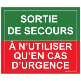 Panneau - Sortie de Secours, à n'utiliser qu'en cas d'urgence PVC 2 mm
