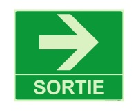 Panneau sortie fleche droite 300 x 250 mm Photoluminescent  (PVC)