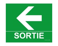 Panneau sortie photoluminescent - Flèche gauche - 300x250 mm PVC 2 mm