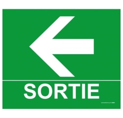 Panneau Sortie Flèche gauche -300 x 250 mm- Photoluminescent