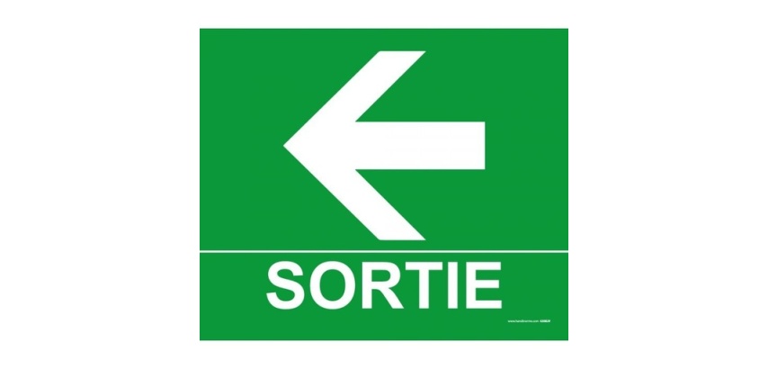 Panneau sortie photoluminescent - Flèche gauche - 300x250 mm