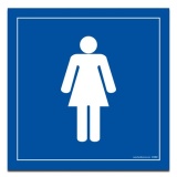 Signalétique d'information WC - Toilettes Femmes 350 x 350 mm PVC 2 mm Blanc sur fond Bleu
