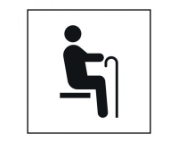 Pictogramme PI TF 022 - Siège prioritaire pour personnes âgées - ISO 7001 en Gravoply  (350 x 350 mm, Bleu)