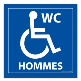 Panneau Signalétique - WC HOMMES PMR  (250 x 250 mm, Vinyle Souple Autocollant)