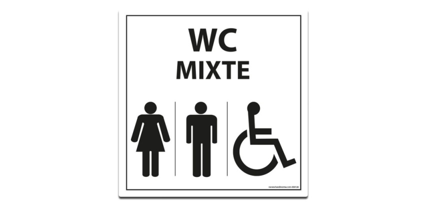 Panneau Signalisation - WC Mixte Femme Homme PMR - Blanc