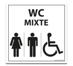 Panneau Signalisation - WC Mixte Femme Homme PMR - Blanc